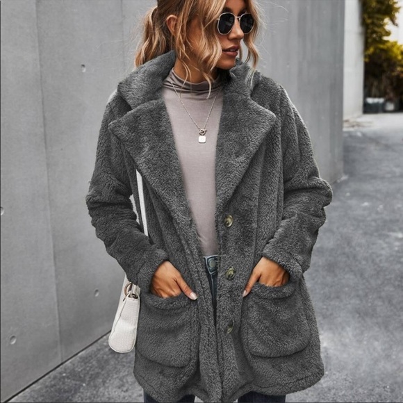 Redwood pocket button  teddy pea coat jacket - Picture 5 of 13